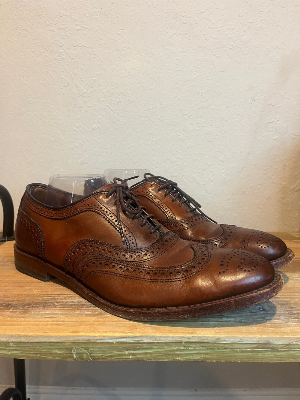 Allen Edmonds Mens Mcallister Oxfords Wingtip Light Brown Leather Size 10.5